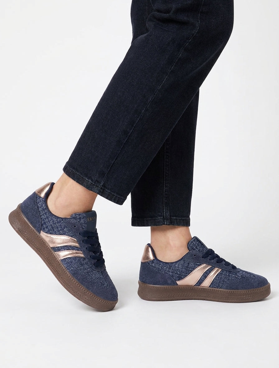 Sneakers effet tweed contrasté - Marine
