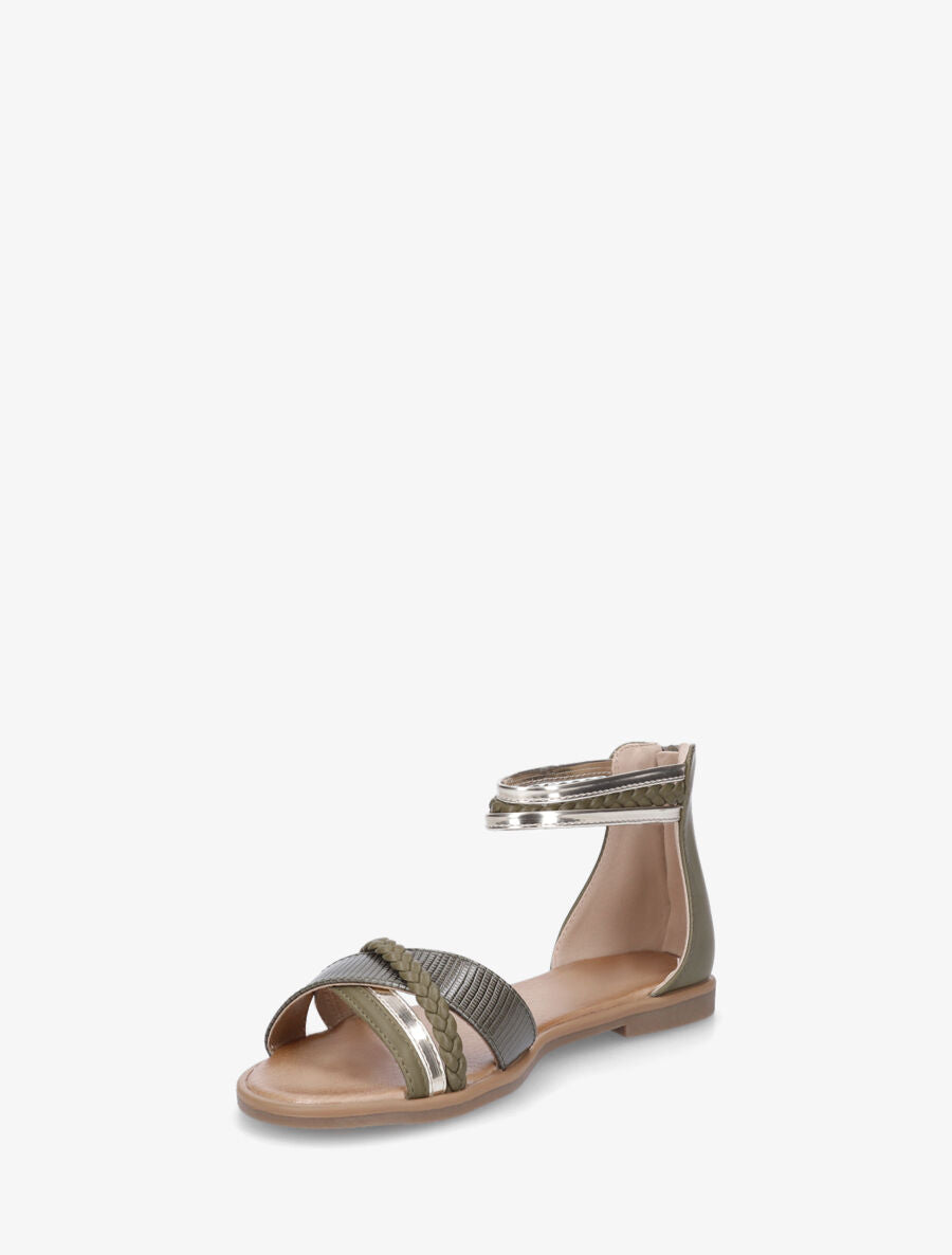 Nu-pieds tressé en simili - Kaki - 4