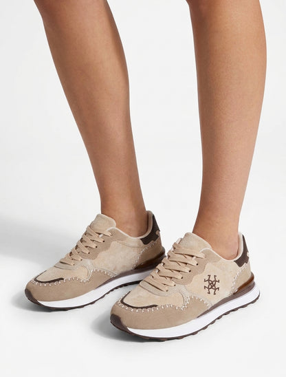 Sneakers semelle plate brodées - Beige