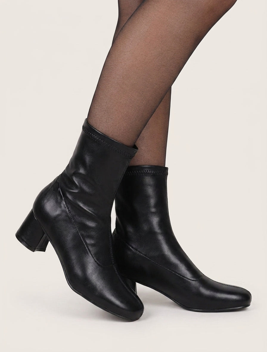 Bottines à enfiler talon bloc - Noir