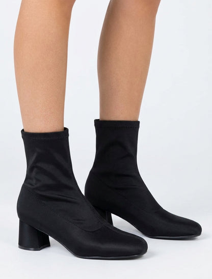Bottines chaussette talon bloc - Noir