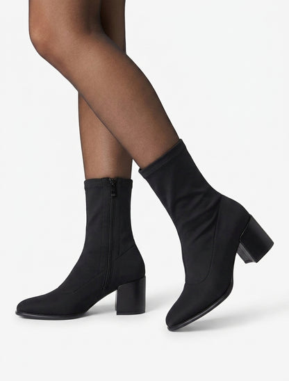 Bottines chaussette talon bloc - Noir