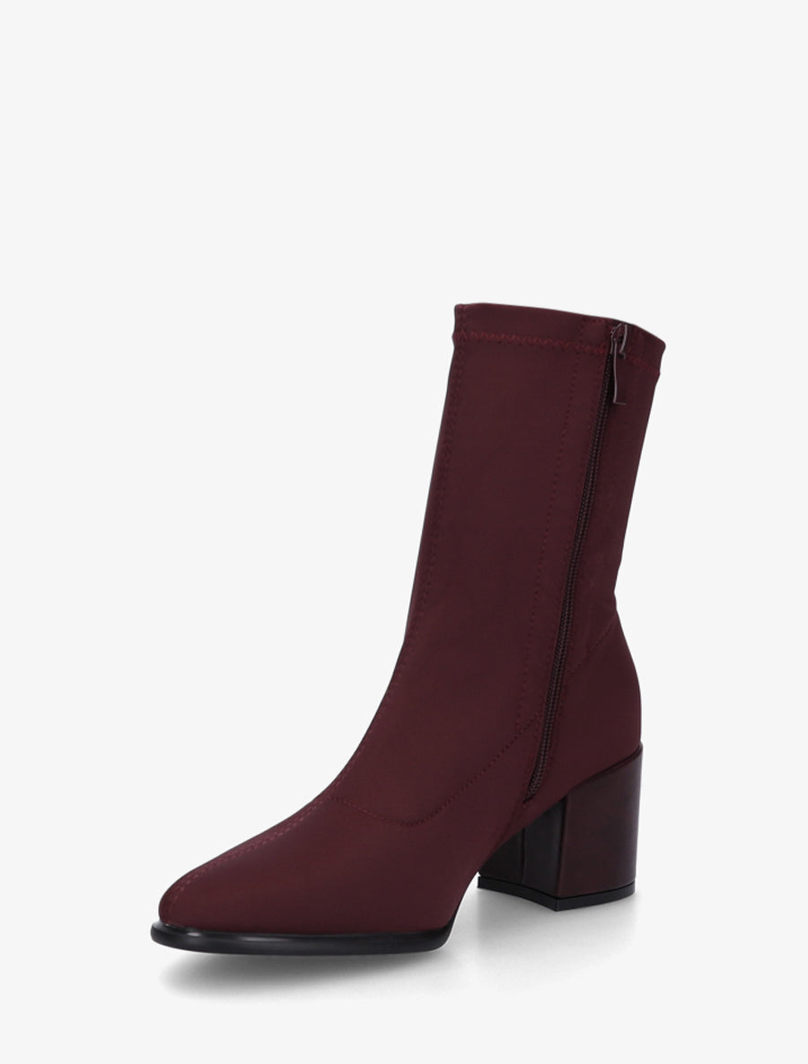 Bottines unies style chaussette à fermeture éclair - Bordeaux - 3