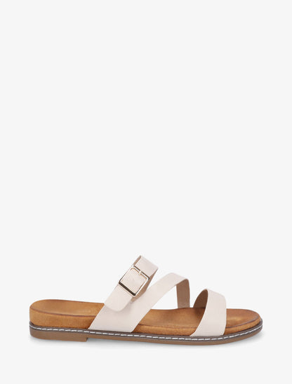 Nu-pieds en simili à boucle - Beige - 5
