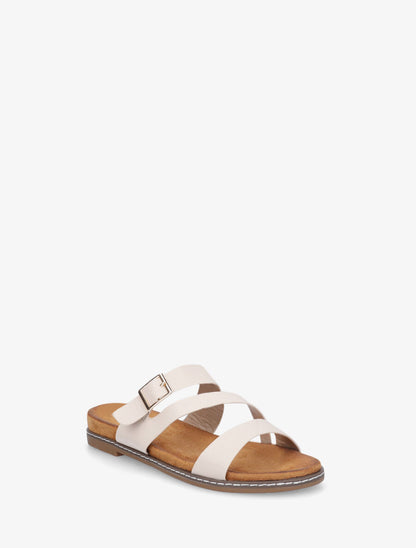 Nu-pieds en simili à boucle - Beige - 2