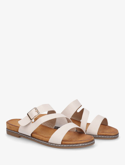 Nu-pieds en simili à boucle - Beige - 4
