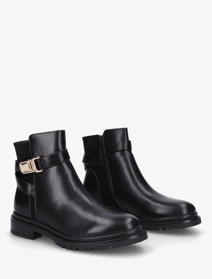 Bottines en simili à empiècement en suédine - Noir - 4