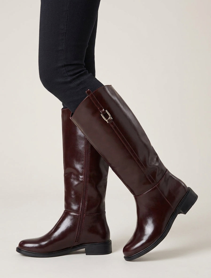 Bottes cavalières talon bloc - Bordeaux