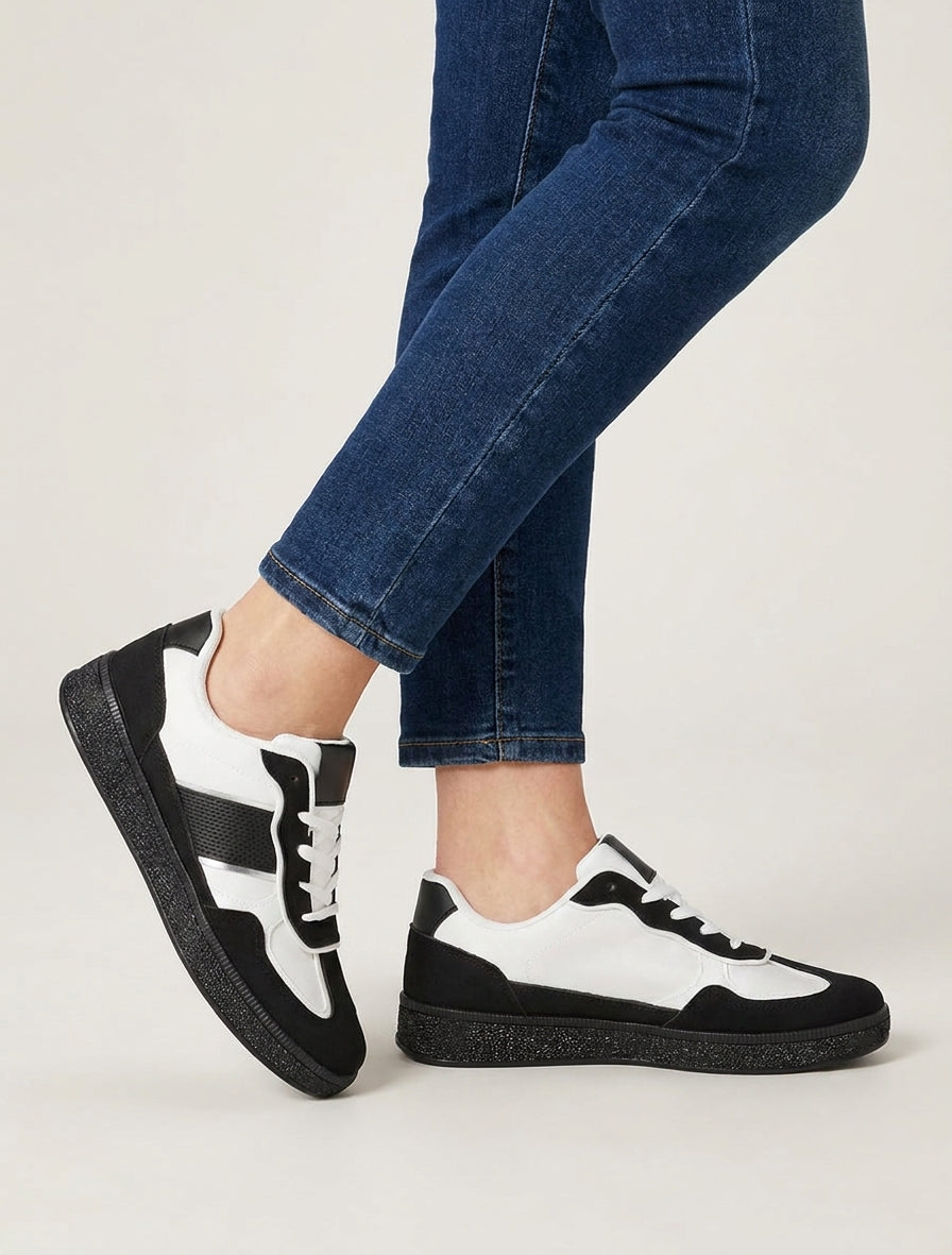 Sneakers à bandes strassées - Noir