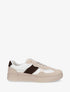 Sneakers en simili à contrefort contrastant - Beige - 1