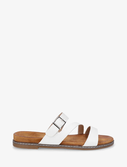 Nu-pieds en simili à boucle - Blanc - 1
