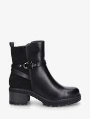 Bottines unies en simili et suédine - Noir - 1
