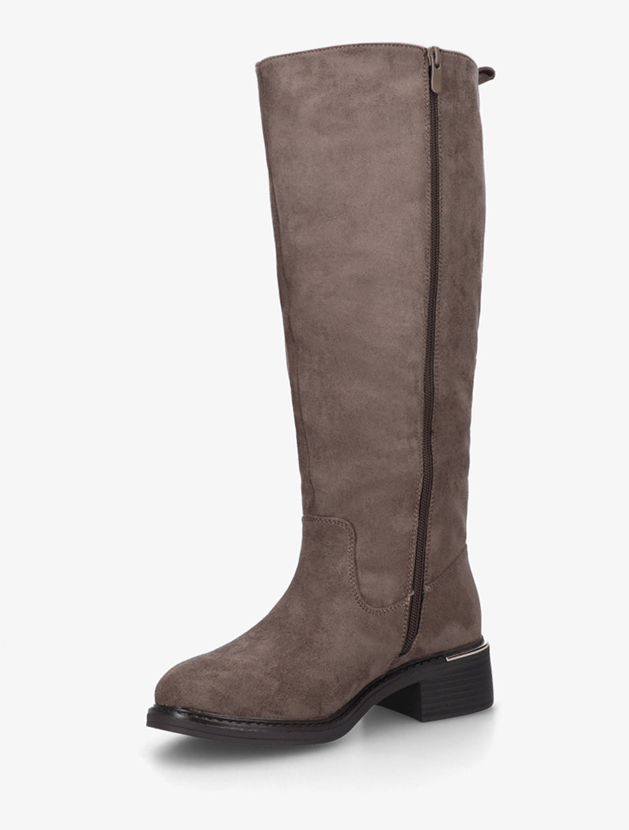 Bottes cavalières en suédine - Taupe - 3