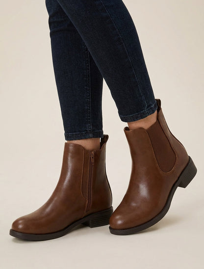 Bottines simili talon bloc - Camel