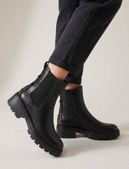 Bottines talon bloc contrefort irisé - Noir