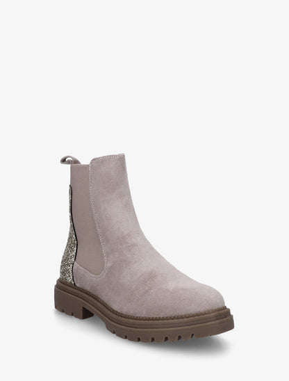 Bottines en suédine à contrefort pailleté - Gris clair - 2