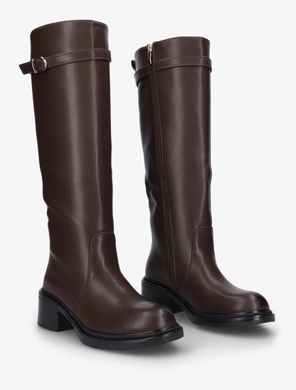 Bottes en simili à boucle décorative - Chocolat - 4