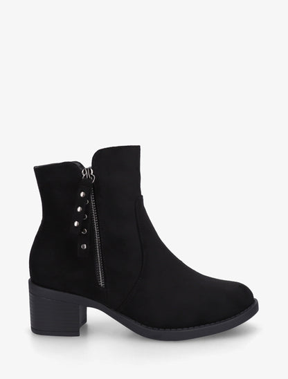 Bottines en suédine à talon - Noir - 1