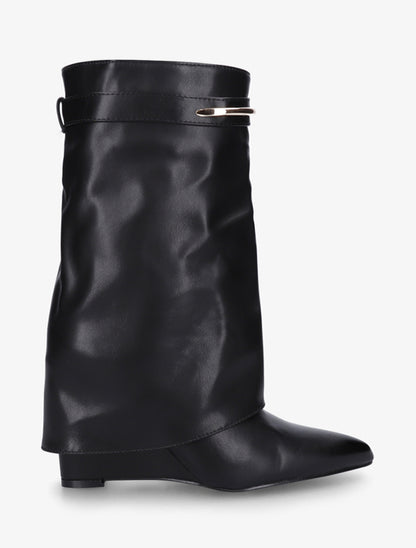 Bottines fourreau avec sangle à empiècement métallique - Noir - 1