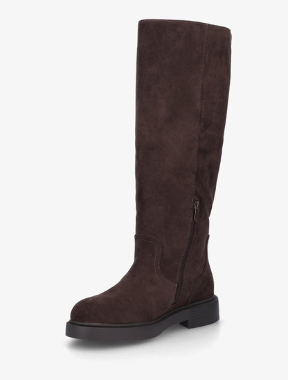 Bottes en suédine à surpiqûre ton sur ton - Chocolat - 3