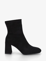Bottines en suédine et talon carré - Noir - 1