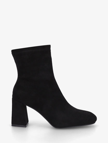Bottines en suédine et talon carré - Noir - 1