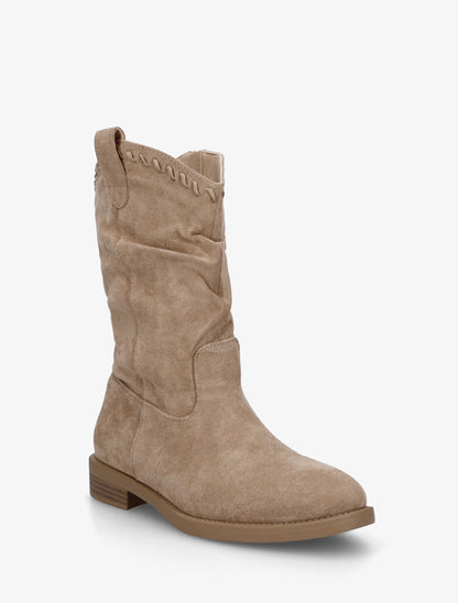 Bottines plissées en suédine - Taupe - 2