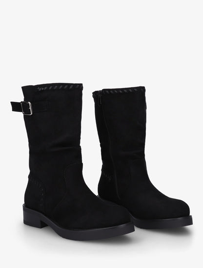 Bottines plissées à bouts ronds - Noir - 4