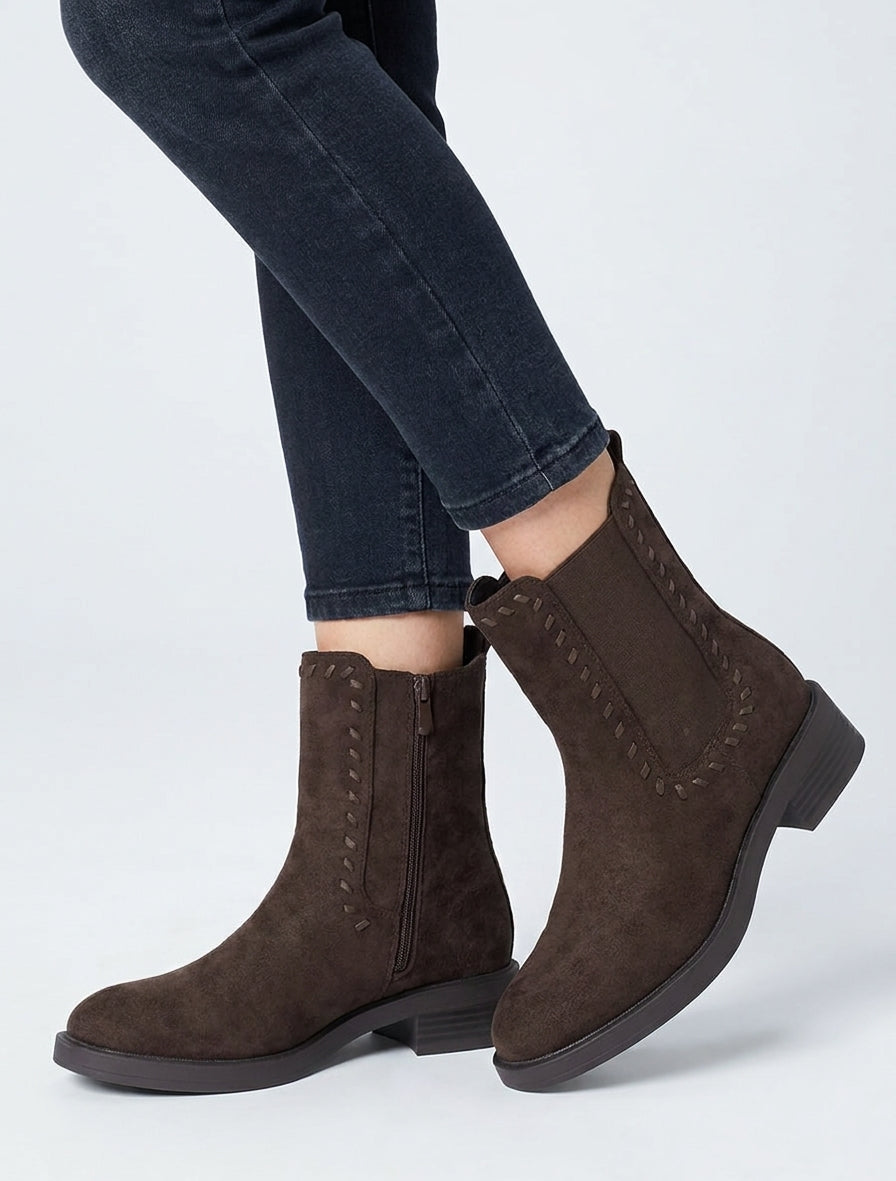 Bottines chelsea talon bloc - Chocolat