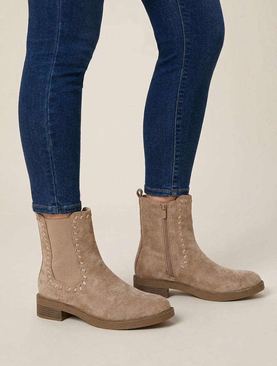 Bottines chelsea talon bloc - Taupe
