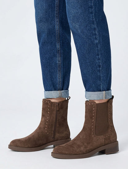 Bottines chelsea à talon bloc - Marron