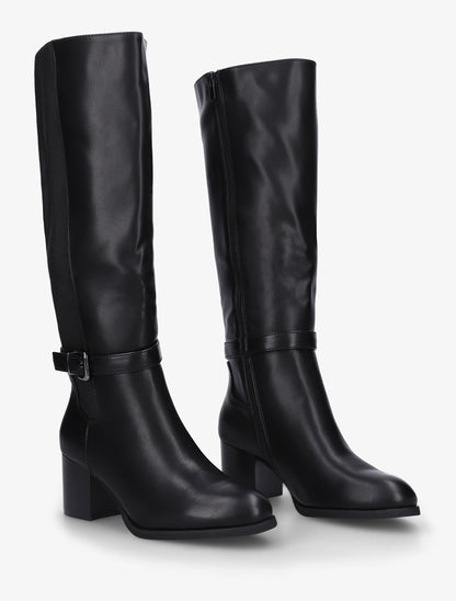 Bottes élastiquées à talon - Noir - 4