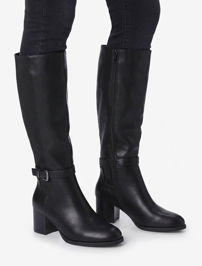 Bottes à talon bloc et sangle - Noir