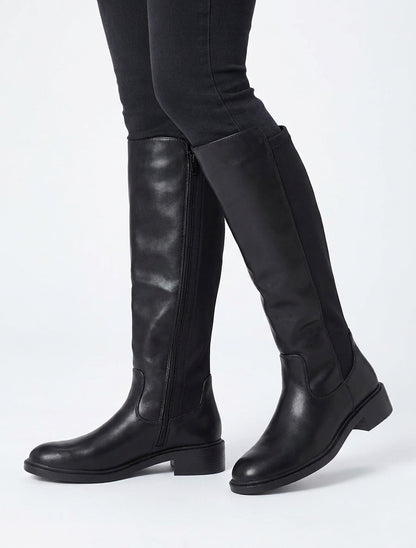 Bottes bimatière talon bloc - Noir