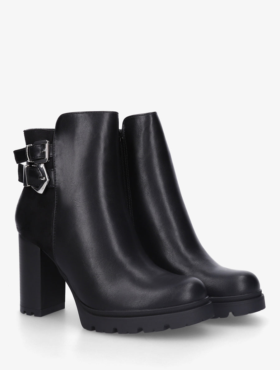 Bottines à talon et boucles - Noir - 4