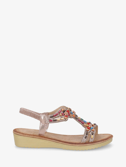 Sandales à strass et perles - Rose gold - 5