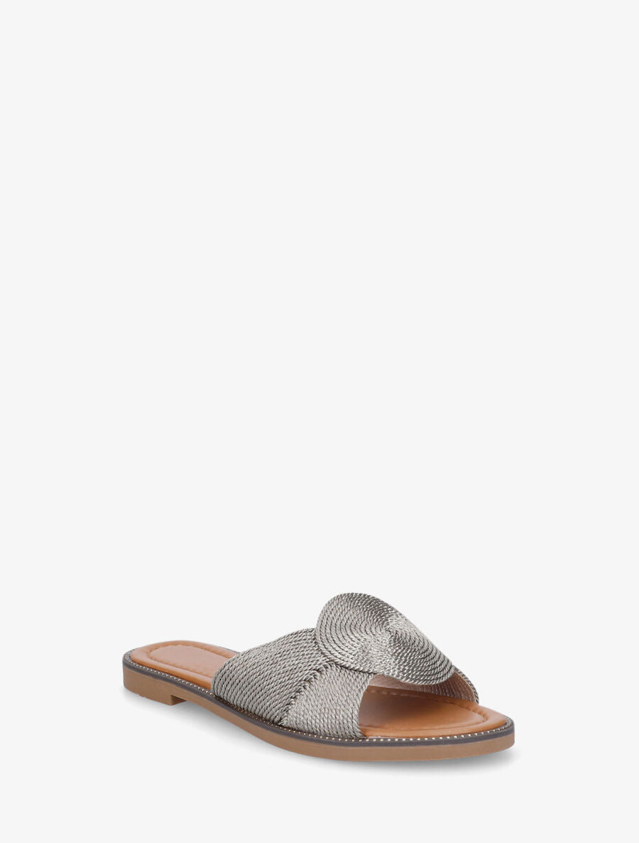 Mules plates style corde - Gris métal - 2