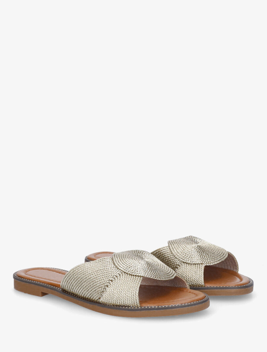 Mules plates style corde - Or - 4