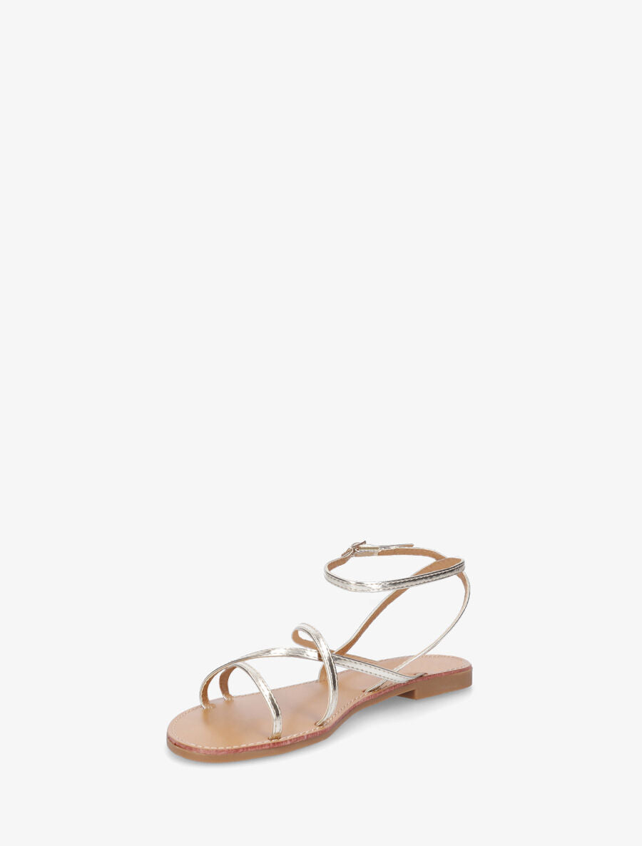 Nu-pieds à fines brides de cheville - Or - 4