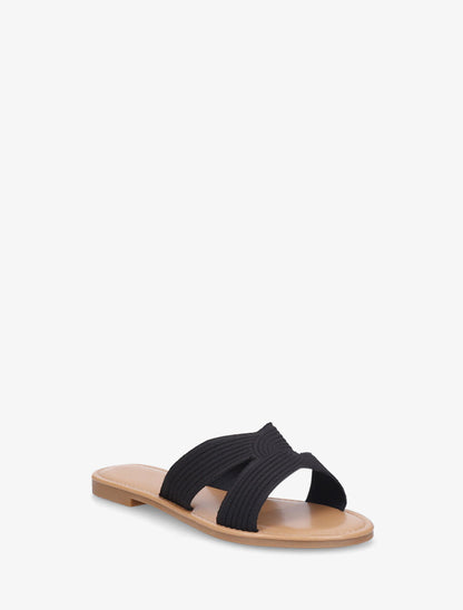 Mules plates en tissu effet torsadé - Noir - 2