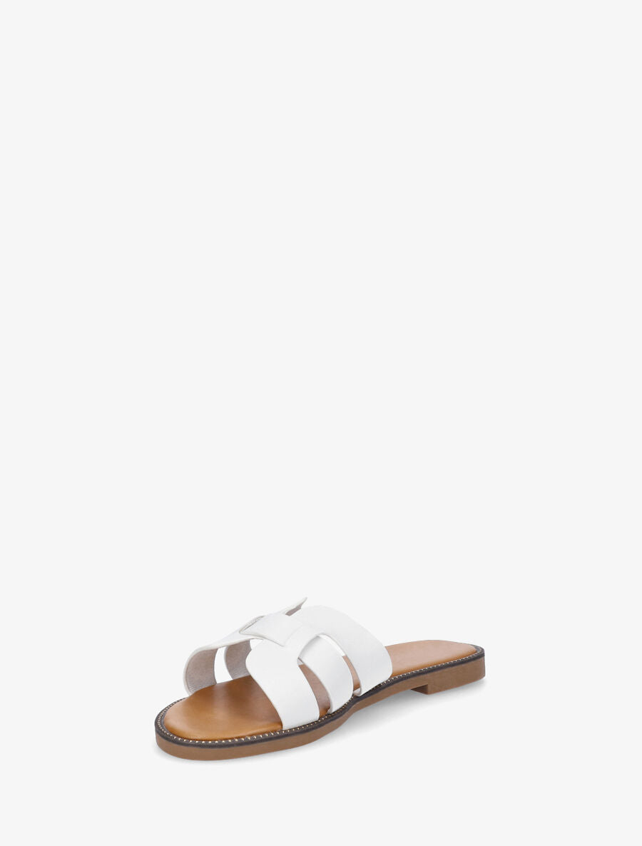 Mules croisées en simili - Blanc - 3