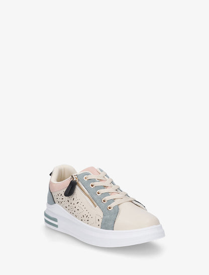 Baskets à zip et motifs perforés - Beige - 2