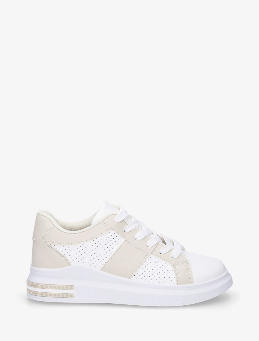 Baskets en simili perforé - Beige - 5