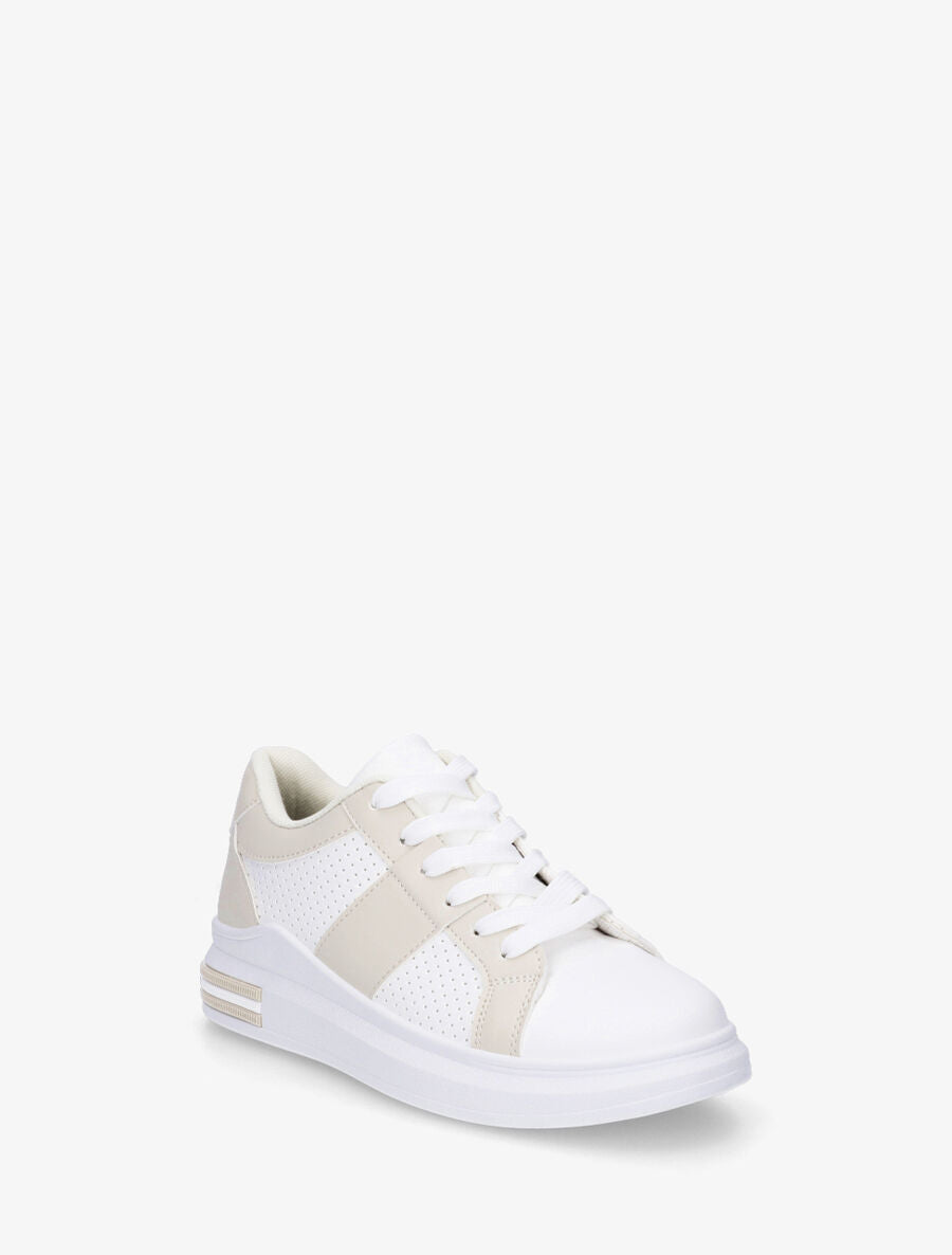 Baskets en simili perforé - Beige - 2