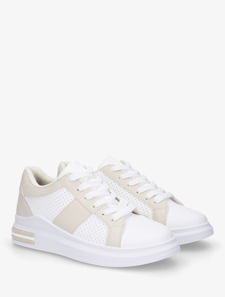 Baskets en simili perforé - Beige - 4