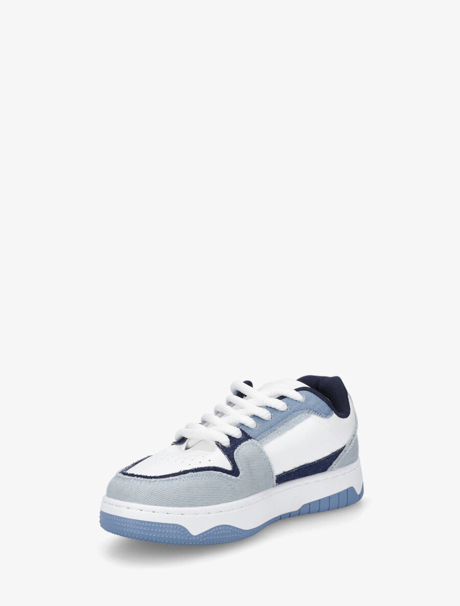 Baskets bi-matière motif étoile - Bleu denim - 3