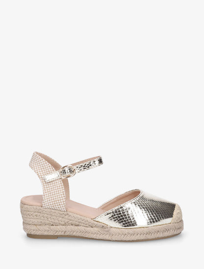 Sandales unies à contrefort à motif damier - Or - 5