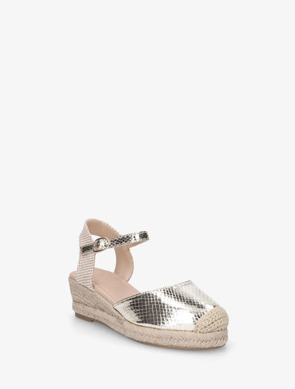 Sandales unies à contrefort à motif damier - Or - 2