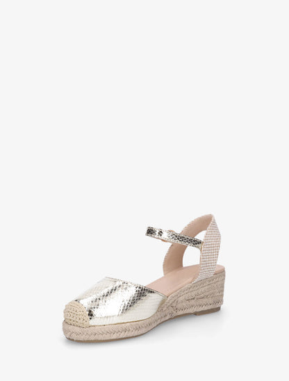 Sandales unies à contrefort à motif damier - Or - 3