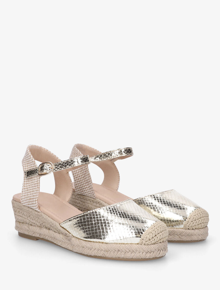 Sandales unies à contrefort à motif damier - Or - 4